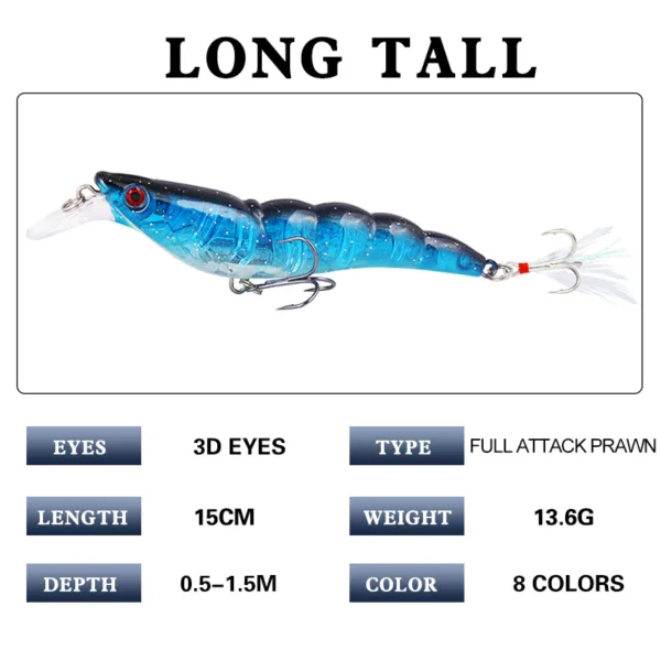 1f258d94be50572d249c8155857c2015.webp Random Feather Shrimp Fishing Lure 9.5cm 13.6g with Blood Tank Hook