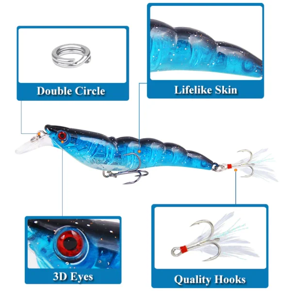 61c957ea13a98119fe42e85f9ad1e7ca.webp Random Feather Shrimp Fishing Lure 9.5cm 13.6g with Blood Tank Hook