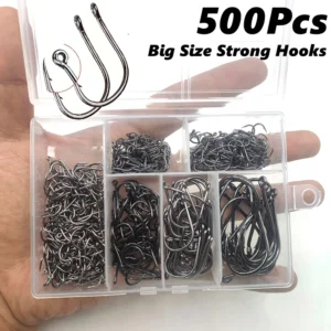 500pcs Carbon Steel Fishing Hooks Set No.3-22