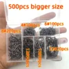 500pcs Carbon Steel Fishing Hooks Set No.3-22