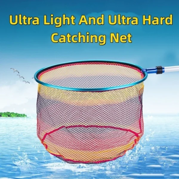 Fishing Catching Net Aluminum Alloy Coated Mesh Head Ultralight Nano Anti Hanging Catching Net