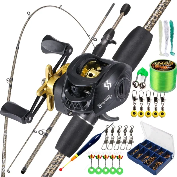 Random Carbon Casting Fishing Rod and Baitcasting Reel Set