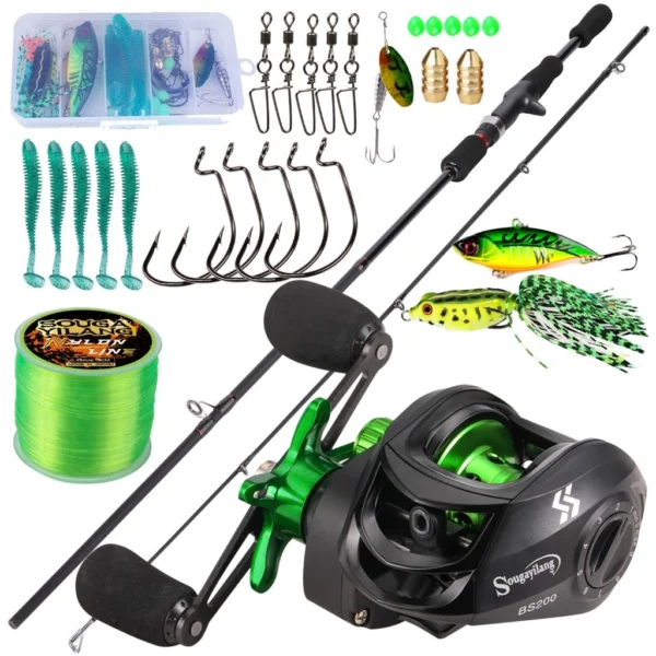 Random Carbon Fiber Casting Fishing Rod and Baitcasting Reel Set