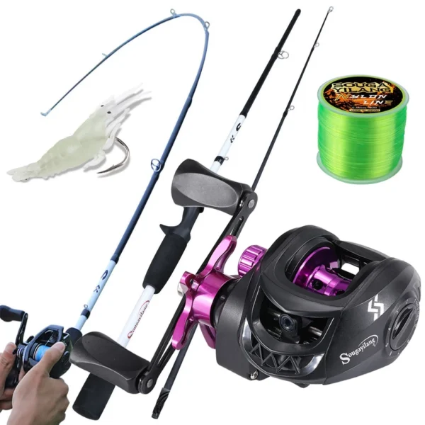 Random Carbon Casting Fishing Rod and Baitcasting Reel Set 2