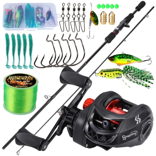 Random Carbon Fiber Casting Fishing Rod and Baitcasting Reel Set