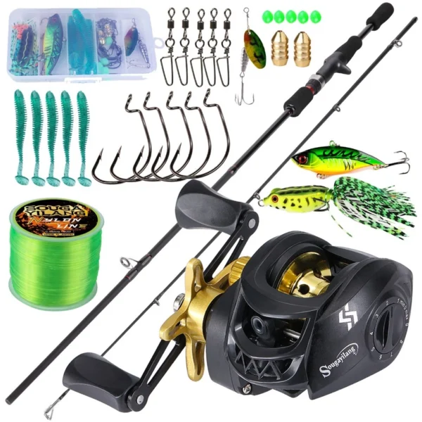 Random Carbon Fiber Casting Fishing Rod and Baitcasting Reel Set