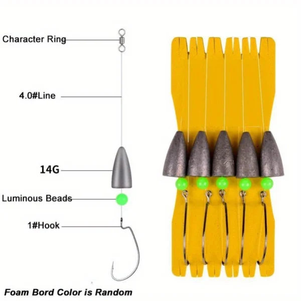Fishing Hook Set Board 5Pcs