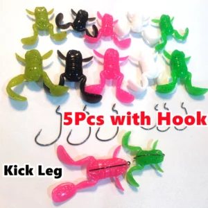 Realistic Floating Frog Lure with Kick Legs 5Pcs