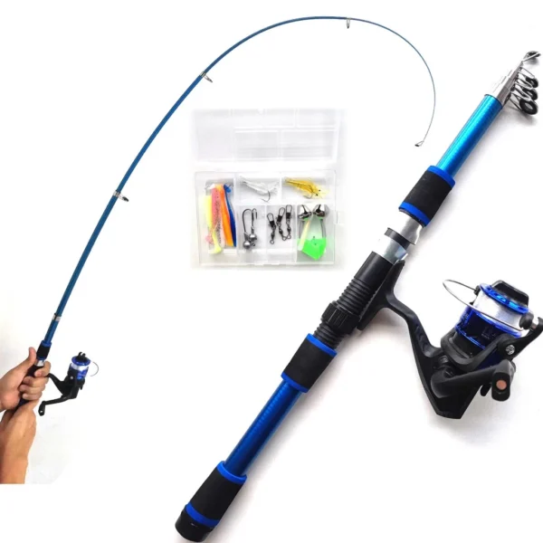 Telescopic Fishing Rod with Spinning Reel and Lure Set