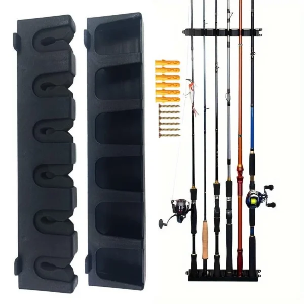 Wall Mounted Fishing Rod Rack 6 Slots